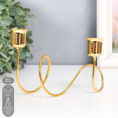 Металлический подсвечник на 2 свечи «Единение», d-2-2.3 см, золото, 15×7×10 см в строительных магазинах СтройГрад