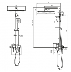 Стойка душевая со смесителем для ванны KUBUS, KUB13-314 в строительных магазинах СтройГрад