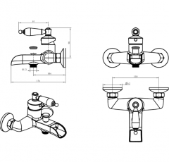 Смеситель BOHEME, Vogue Crystal, для ванны, хром, 223-CRST в строительных магазинах СтройГрад