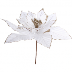 Украшение новогоднее ˮПуансеттия - Фурияˮ 26 см, Белый в строительных магазинах СтройГрад