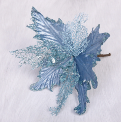 Украшение новогоднее ˮПуансеттия-Нежностьˮ 23 см, Голубой в строительных магазинах СтройГрад