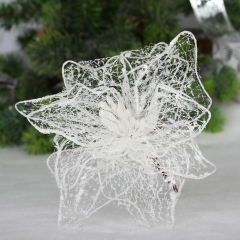 Украшение новогоднее ˮПуансеттия - Лунная ночьˮ 26 см, Белый в строительных магазинах СтройГрад