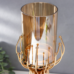 Металлический подсвечник на 1 свечу «Каркас с золотыми шариками», золото, 37×12×12 см в строительных магазинах СтройГрад