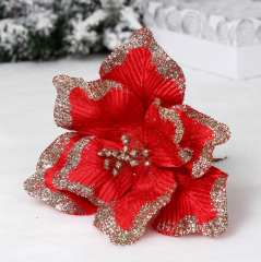 Украшение новогоднее ˮПуансеттия - Волшебный деньˮ 23 см, Красный в строительных магазинах СтройГрад