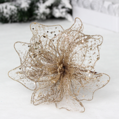 Украшение новогоднее ˮПуансеттия - Лунная ночьˮ 26 см, Шампань в строительных магазинах СтройГрад