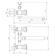 Смеситель для ванны с изливом 20 см KAMILA, KAM16-323-23251 в строительных магазинах СтройГрад