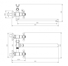 Смеситель для ванны с длинным изливом RASSVET, RAS02-320 в строительных магазинах СтройГрад