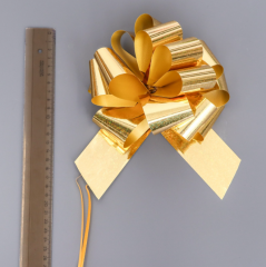 Подарочный бант - шар №5, золото, для упаковки подарков в строительных магазинах СтройГрад
