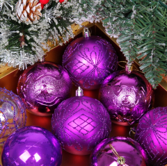 Новогодние шары ˮВолшебство ночиˮ 8 см (набор 12 шт), Фиолетовый в строительных магазинах СтройГрад
