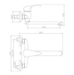Смеситель для кухни настенный LUCH, LUC15-190 в строительных магазинах СтройГрад